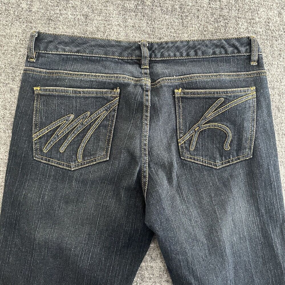 Michael Kors Jeans Women 10 Blue Bootcut Dark Embroidered Y2K Designer Logo